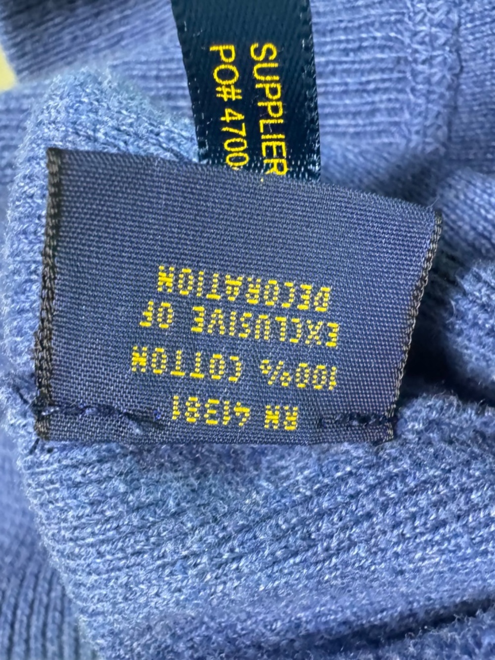 Polo Ralph Lauren Mens Large Blue 100% Cotton Crewneck Sweater Pony Pullover - Picture 8 of 9